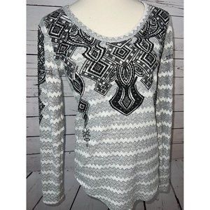 NWT Vocal USA Shirt Tunic Top size Small Black Tribal Long Sleeve Bling Western‎